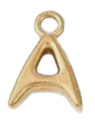 Gold letter A charm on transparent background
