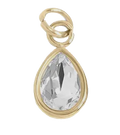 April birthstone Diamond charm in gold on transparent background