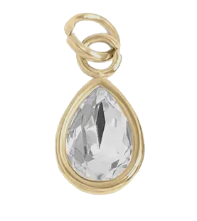 April birthstone Diamond charm in gold on transparent background