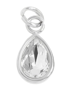 April birthstone Diamond charm in sterling silver on transparent background
