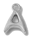 Silver A charm on transparent background