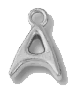 Silver A charm on transparent background