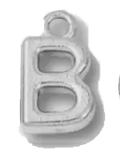Silver B charm on transparent background