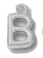 Silver B charm on transparent background