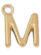 Gold M charm on transparent background