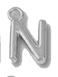 Silver N charm on transparent background