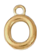 Gold O charm on transparent background