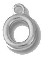 Silver O charm on transparent background