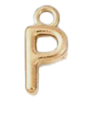 Gold P charm on transparent background