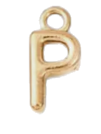 Gold P charm on transparent background