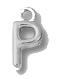 Silver P charm on transparent background