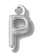 Silver P charm on transparent background