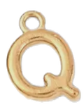 Gold Q charm on transparent background