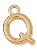 Gold Q charm on transparent background