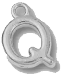 Silver Q charm on transparent background