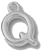 Silver Q charm on transparent background