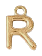 Gold R charm on transparent background