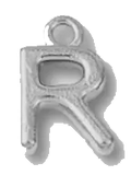 Silver R charm on transparent background