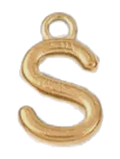 Gold S charm on transparent background