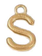 Gold S charm on transparent background