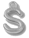 Silver S charm on transparent background