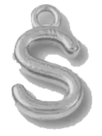Silver S charm on transparent background