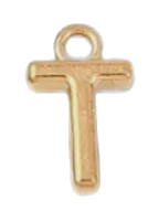 Gold T charm on transparent background