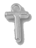 Silver T charm on transparent background