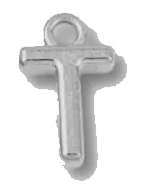 Silver T charm on transparent background