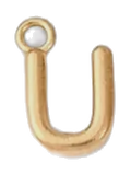 Gold U charm on transparent background