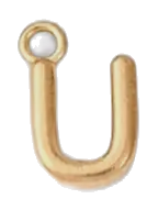 Gold U charm on transparent background