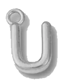 Silver U charm on transparent background