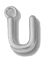 Silver U charm on transparent background