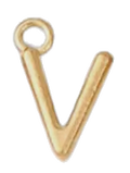 Gold V charm on transparent background