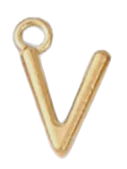 Gold V charm on transparent background