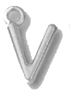 Silver V charm on transparent background