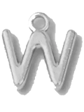 Silver W charm on transparent background