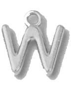 Silver W charm on transparent background