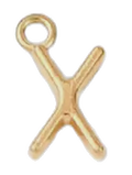 Gold X charm on transparent background