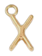 Gold X charm on transparent background