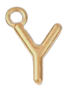 Gold Y charm on transparent background