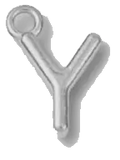 Silver Y charm on transparent background