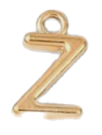 Gold Z charm on transparent background