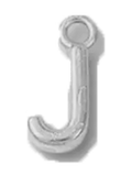 Silver J charm on transparent background