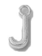 Silver J charm on transparent background