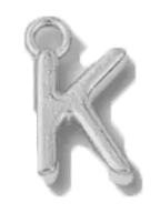 Silver K charm on transparent background
