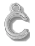 Silver C charm on transparent background