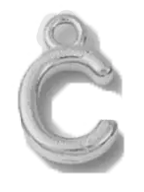 Silver C charm on transparent background