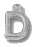 Silver D charm on transparent background