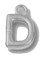 Silver D charm on transparent background